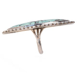 Turquoise Large Cabochon Ring sterling silver DW vintage - Rhinestone Rosie