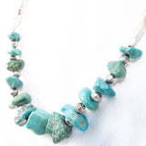 Turquoise Nugget Necklace with Sterling Silver Beads vintage - Rhinestone Rosie