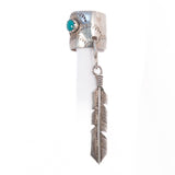 Ear Cuff Sterling Silver with Turquoise and Feather Charm vintage - Rhinestone Rosie