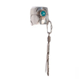 Ear Cuff Sterling Silver with Turquoise and Feather Charm vintage - Rhinestone Rosie