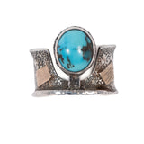 Turquoise Ring by Henri Leighton sterling silver 14kt vintage - Rhinestone Rosie
