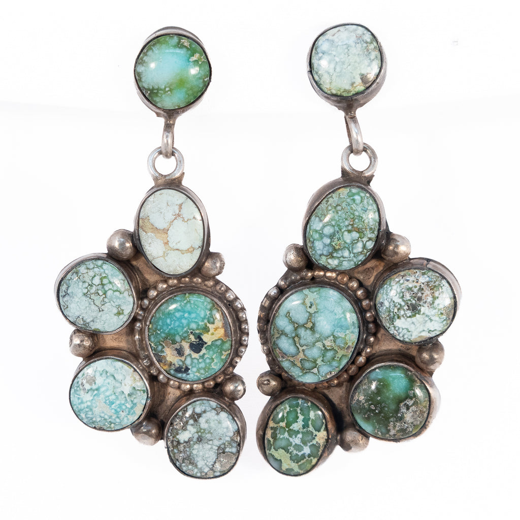 Turquoise Earrings by Eleanor Largo vintage - Rhinestone Rosie