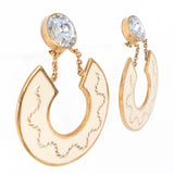 Valentino Cream Enamel and Rhinestone Earrings vintage - Rhinestone Rosie