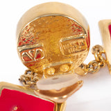 Valentino Red Enamel and Rhinestone Earrings vintage - Rhinestone Rosie