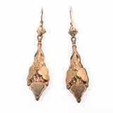 Victorian Trefoil Dangle Earrings Gold Filled vintage - Rhinestone Rosie