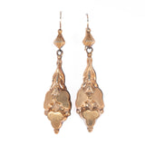 Victorian Trefoil Dangle Earrings Gold Filled vintage - Rhinestone Rosie