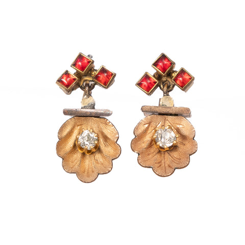 Victorian Gold Filled Shell Earrings