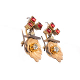 Victorian Red and Rhinestone Earrings vintage - Rhinestone Rosie