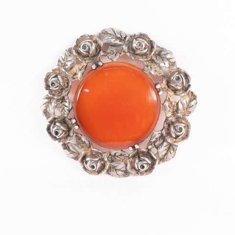 Carnelian Rose Brooch by Wachenheimer