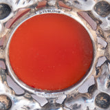 Wachenheimer Carnelian Rose Brooch sterling silver vintage - Rhinestone Rosie