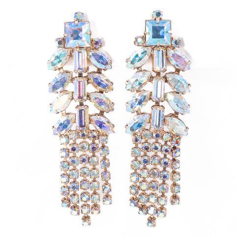 Weiss Aurora Borealis Rhinestone Dangle Earrings