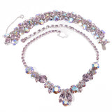 Weiss Lavender Rhinestone Necklace and Bracelet Set vintage - Rhinestone Rosie