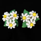 West Germany Beaded Flower Earrings vintage - Rhinestone Rosie