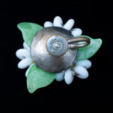 West Germany Beaded Flower Earrings vintage - Rhinestone Rosie