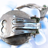 West Germany Blue White Bead Earrings vintage - Rhinestone Rosie