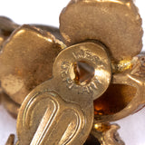 West Germany Molded Leaf Brown Aurora Borealis Earrings vintage - Rhinestone Rosie