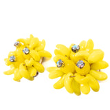West Germany Yellow Aurora Borealis Bead Earrings vintage - Rhinestone Rosie