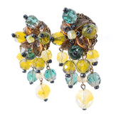 West Germany Yellow Green Bead Earrings vintage - Rhinestone Rosie