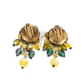 West Germany Yellow Green Bead Earrings vintage - Rhinestone Rosie