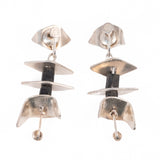 Wood and Sterling Silver Modernist Earrings vintage - Rhinestone Rosie
