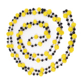 Yellow Black Glass Flower Bead Necklace vintage - Rhinestone Rosie