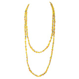 Yellow Red Blue Twisted Glass Bead Necklace vintage - Rhinestone Rosie