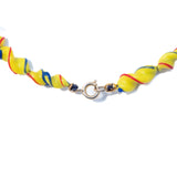 Yellow Red Blue Twisted Glass Bead Necklace vintage - Rhinestone Rosie