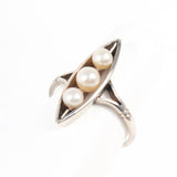 Three Pearl Ring 10kt White Gold - Rhinestone Rosie