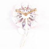 Corocraft Pink Flower Brooch enameled vintage  - Rhinestone Rosie