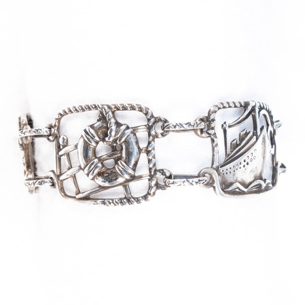 Danecraft Nautical Bracelet Sterling Silver vintage - Rhinestone Rosie