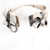 Joseff of Hollywood Double Bow Clamper Bracelet  silver tone vintage - Rhinestone Rosie