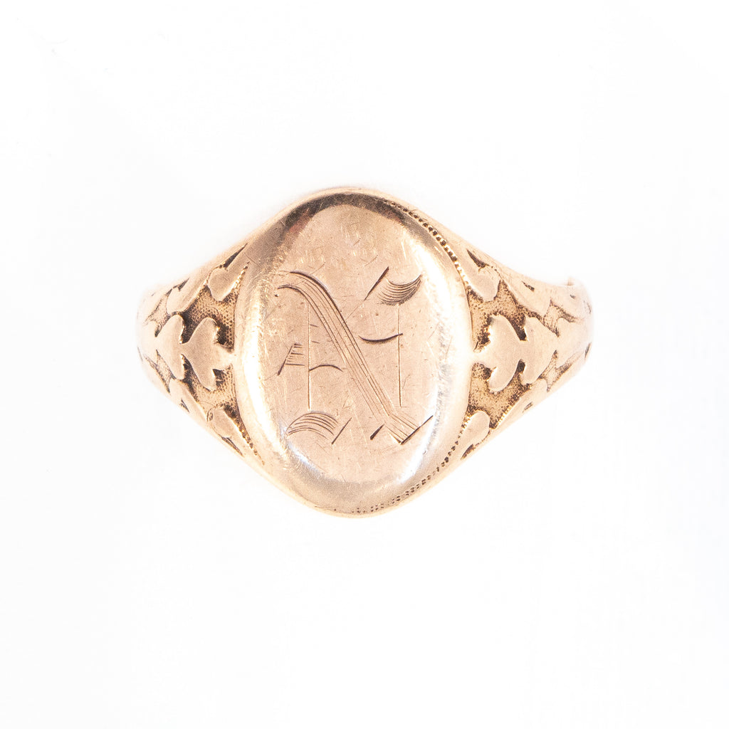 N Signet Ring by Bernot & Heger – Rhinestone Rosie
