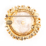 SCHRAGER Faux Pearl Brooch and Earring Set - vintage - Rhinestone Rosie