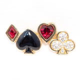Swarovski Card Suits Brooch diamond spade heart club vintage - Rhinestone Rosie