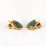 Swoboda Jade and Pearl Earrings vintage - Rhinestone Rosie
