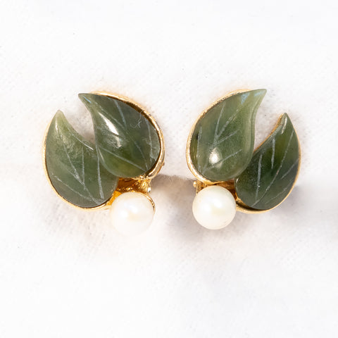 Swoboda Jade and Pearl Earrings