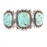 Turquoise Three Stone Bracelet sterling silver Navajo vintage - Rhinestone Rosie