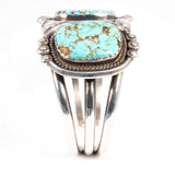 Turquoise Three Stone Bracelet sterling silver Navajo vintage - Rhinestone Rosie