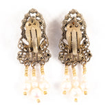 Cultured Pearl Brooch and Earrings Set by Yvonne - vintage - Rhinestone Rosie