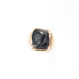 Black Onyx Cameo 10kt Ring Vintage - Rhinestone Rosie 