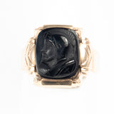 Black Onyx Cameo 10kt Ring Vintage - Rhinestone Rosie 