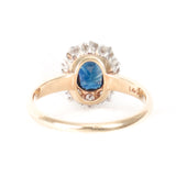 Blue Sapphire and Diamond surround Ring vintage - Rhinestone Rosie