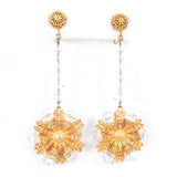 Filigree Flower Crystal Dangle Earrings vintage - Rhinestone Rosie