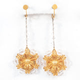 Filigree Flower Crystal Dangle Earrings vintage - Rhinestone Rosie