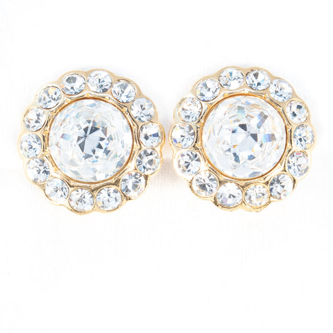 Christian Dior Round Rhinestone Earrings