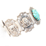 Egyptian Revival Glass Scarab Bracelet Vintage - Rhinestone Rosie