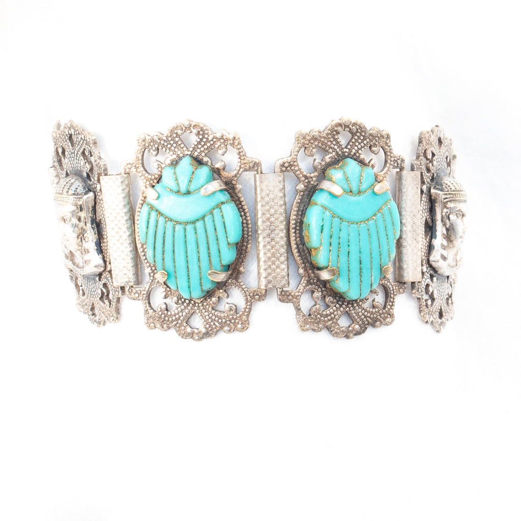 Art Deco Egyptian Goddess Silver Bracelet - Vintage Bracelets | Sweet  Romance – Sweet Romance Jewelry