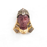 Egyptian Revival Pharaoh Face Cameo Jasper Stickpin Antique - Rhinestone Rosie 