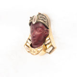 Egyptian Revival Pharaoh Face Cameo Jasper Stickpin Antique - Rhinestone Rosie 