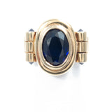 French Sterling Vermeil Ring with Blue Sapphires vintage  - Rhinestone Rosie 